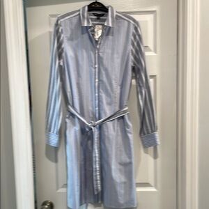 Brooks Brothers NWT Blue/greyStriped Button-Up Shirt Dress